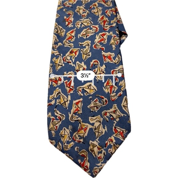 Vintage Genuine Burberry Blue Neck Tie ~ Go Fly ~ 100% Silk Hand Sewn in USA - Picture 10 of 10